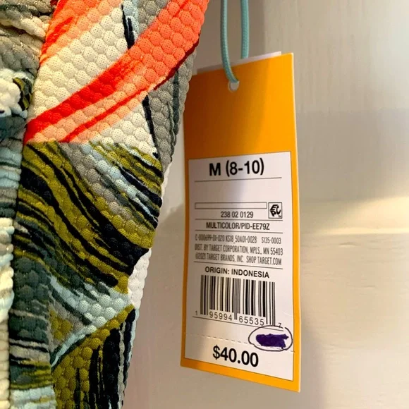 NWT Kona Sol Tropical Print swim Suit with detachable straps, Size M - Picture 9 of 12